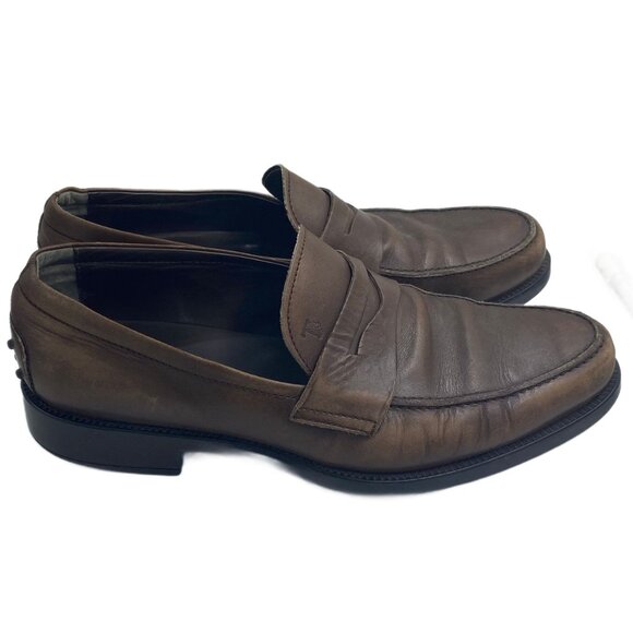 Tod's Brown Leather Loafers - Size 9.5 - Picture 1 of 8